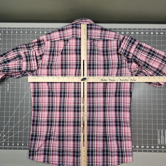 Hugo Boss Shirt Medium Plaid Dress Office Work Preppy Academia Designer - Picture 8 of 10